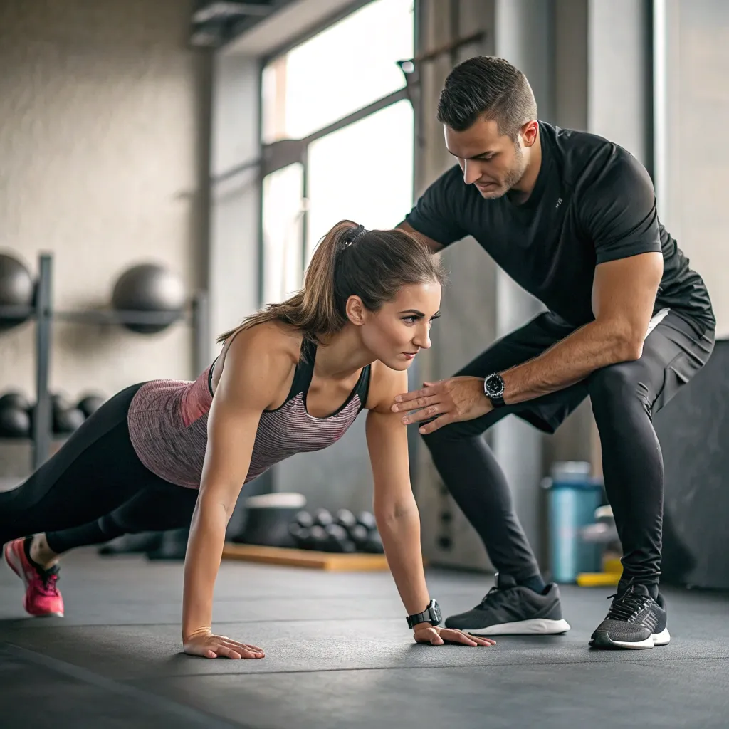 Personal Fitness Coach guiding a client